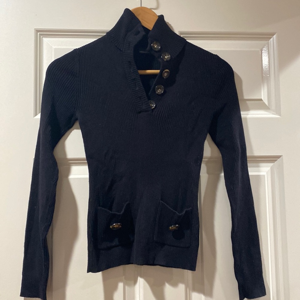 New moda international black sweater shirt top pockets size S